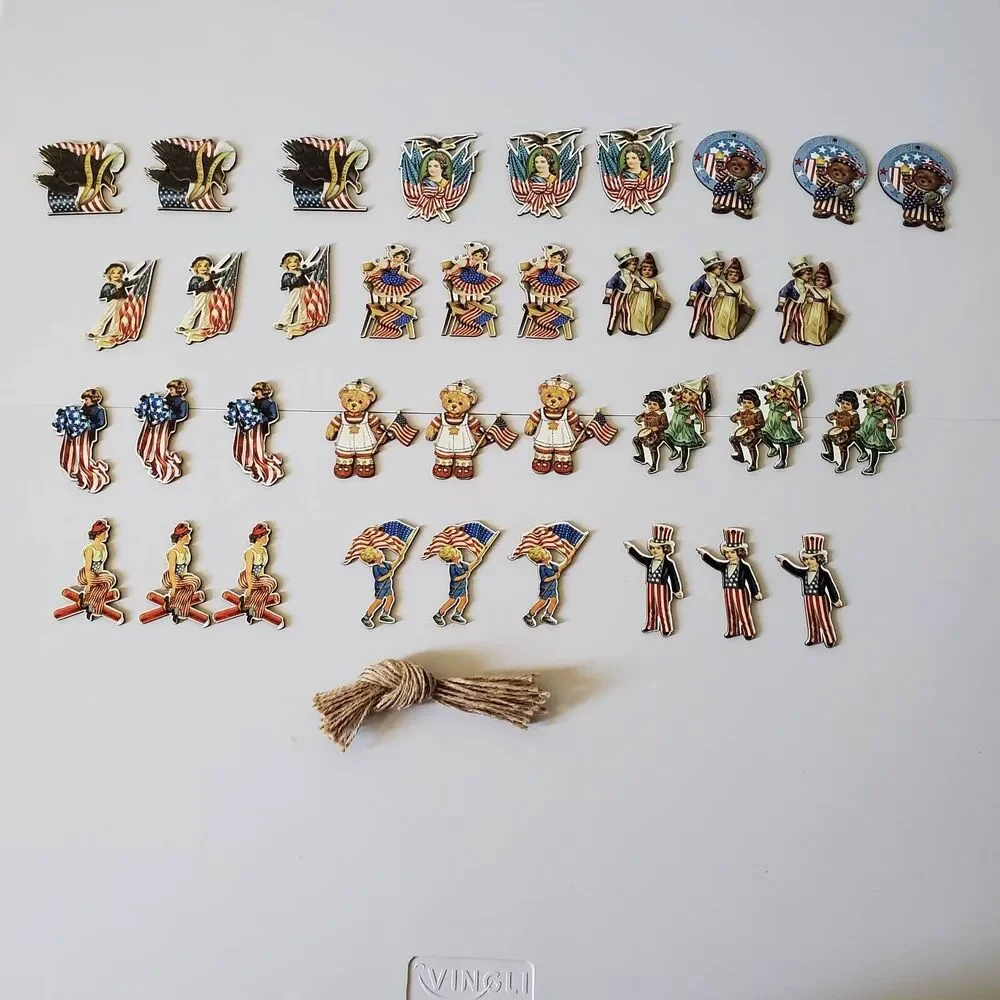 Patriotic Party DecorOrnaments July 4th Independence Day Retro Set of 36 New